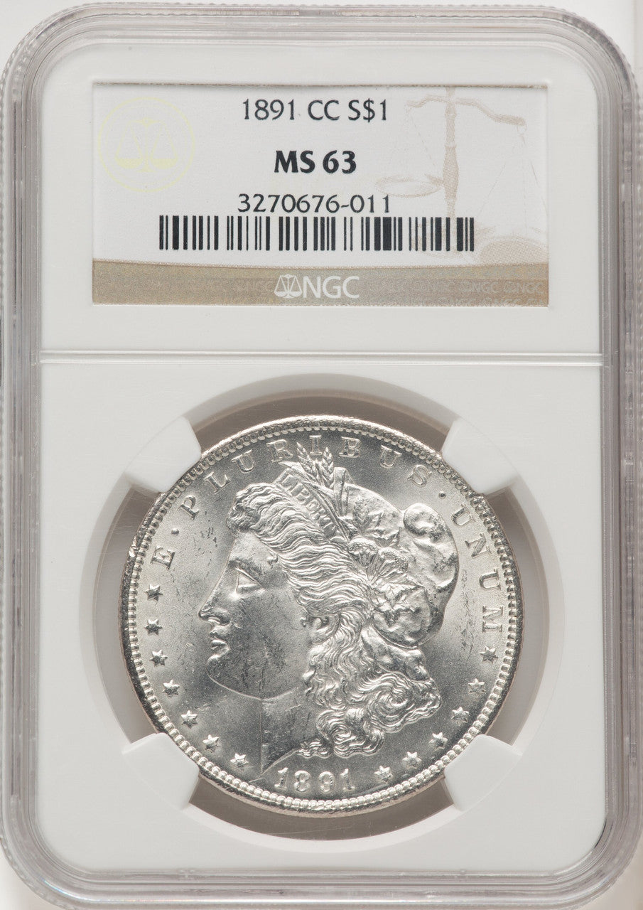 1891-CC Morgan Dollar NGC MS63 (519876052)