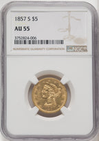 1857-S $5 Liberty Half Eagle NGC AU55 (771520003)