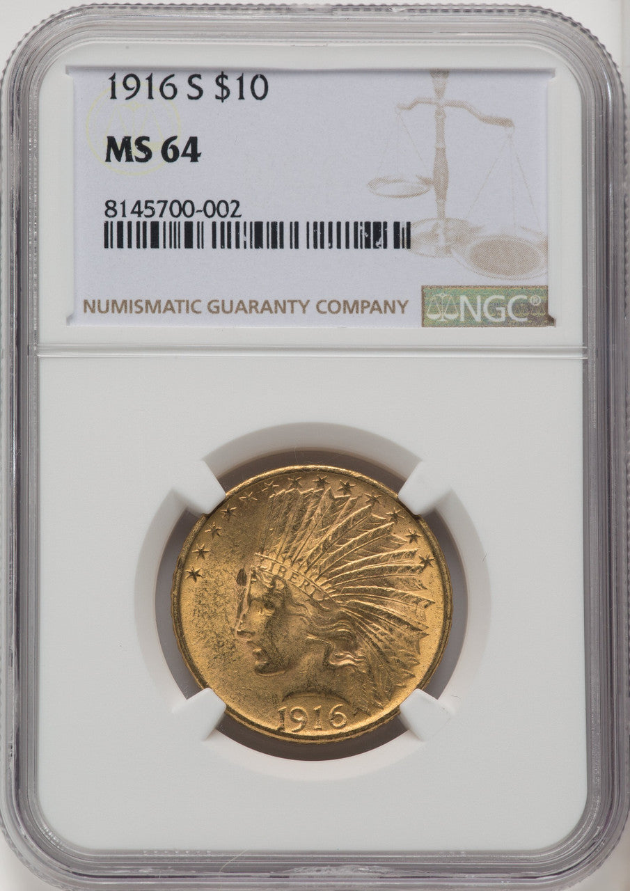 1916-S $10 Indian Eagle NGC MS64