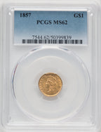 1857 G$1 Gold Dollar PCGS MS62