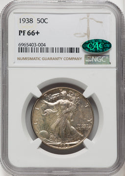 1938 50C CAC Proof Walking Liberty Half Dollar NGC PR66+