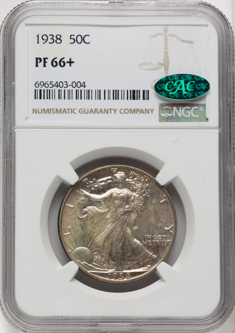 1938 50C CAC Proof Walking Liberty Half Dollar NGC PR66+
