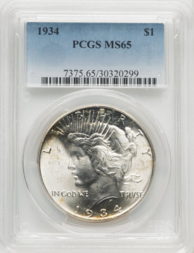 1934 Peace Dollar PCGS MS65