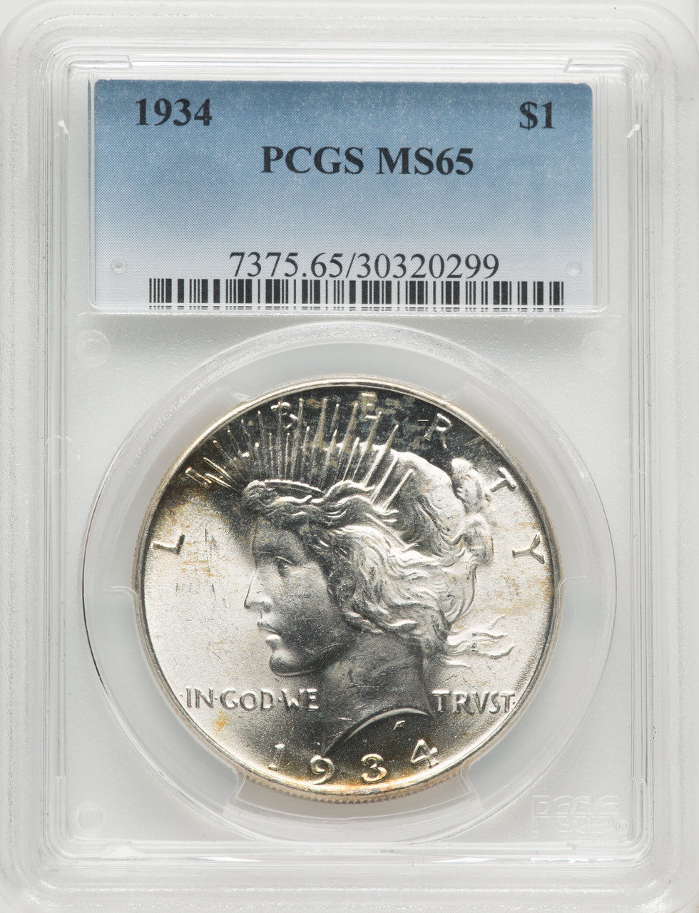 1934 Peace Dollar PCGS MS65