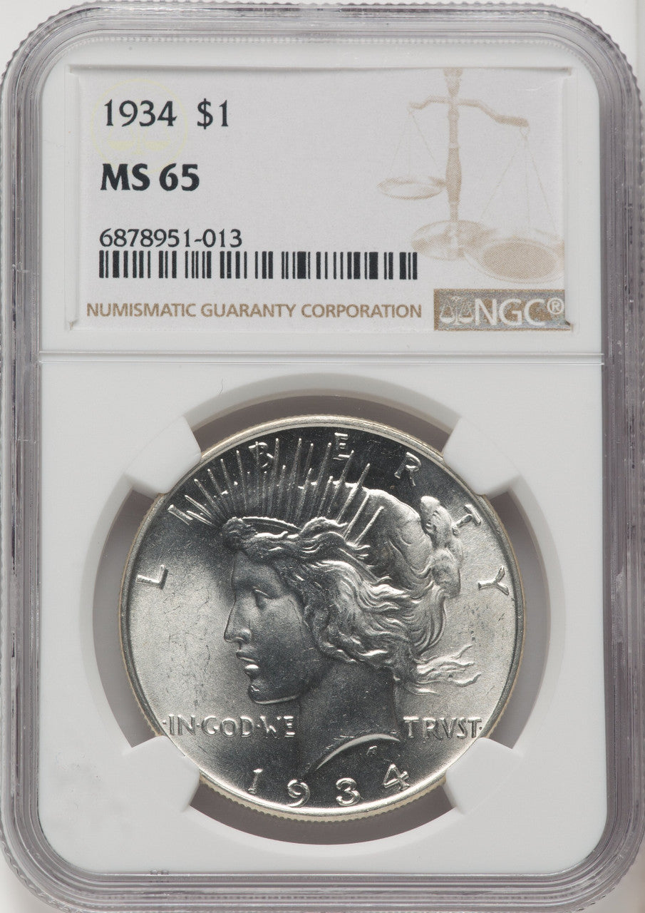 1934 Peace Dollar NGC MS65 (771124085)