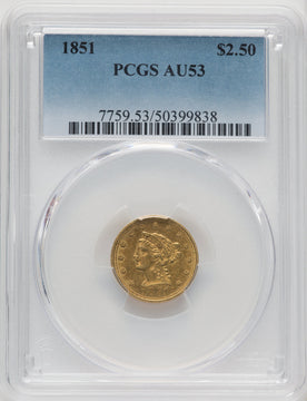 1851 $2.50 Liberty Quarter Eagle PCGS AU53