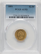 1851 $2.50 Liberty Quarter Eagle PCGS AU53