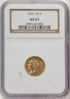 1910 $2.50 Indian Quarter Eagle NGC MS63 (771124155)
