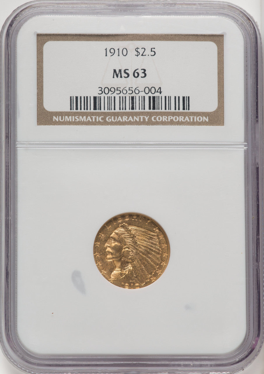 1910 $2.50 Indian Quarter Eagle NGC MS63 (771124155)
