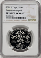 2021-W $100 One-Ounce Platinum Eagle Freedom of Religion Brown Label NGC PF70 (771603068)