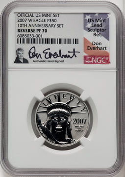 2007-W $50 Half-Ounce Platinum Eagle Reverse Proof Don Everhart NGC PF70
