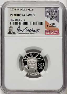 2008-W $25 Quarter-Ounce Platinum Eagle Statue of Liberty Don Everhart NGC PF70