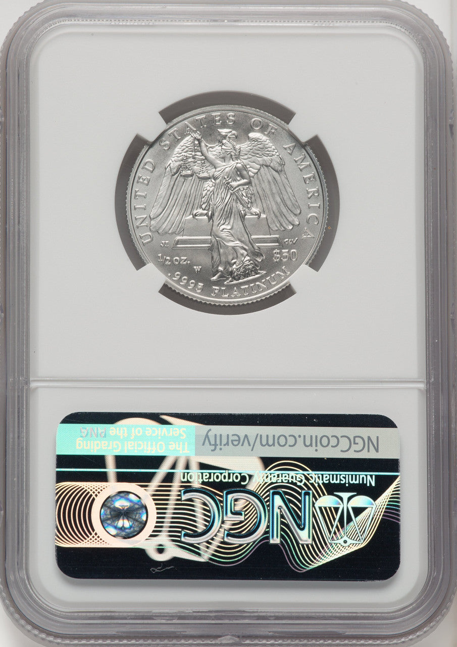 2008-W $50 Half-Ounce Platinum Eagle Burnished Kenneth Bressett Red Book NGC MS70
