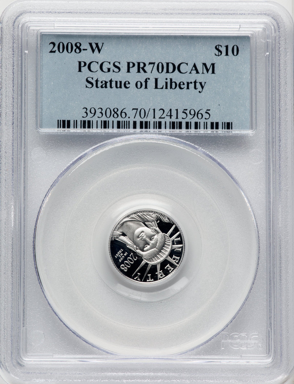2008-W $10 Tenth-Ounce Platinum Eagle Blue Gradient PCGS PR70