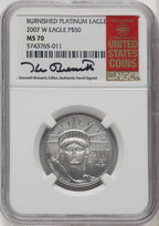 2007-W $50 Half-Ounce Platinum Eagle Burnished Kenneth Bressett Red Book NGC MS70