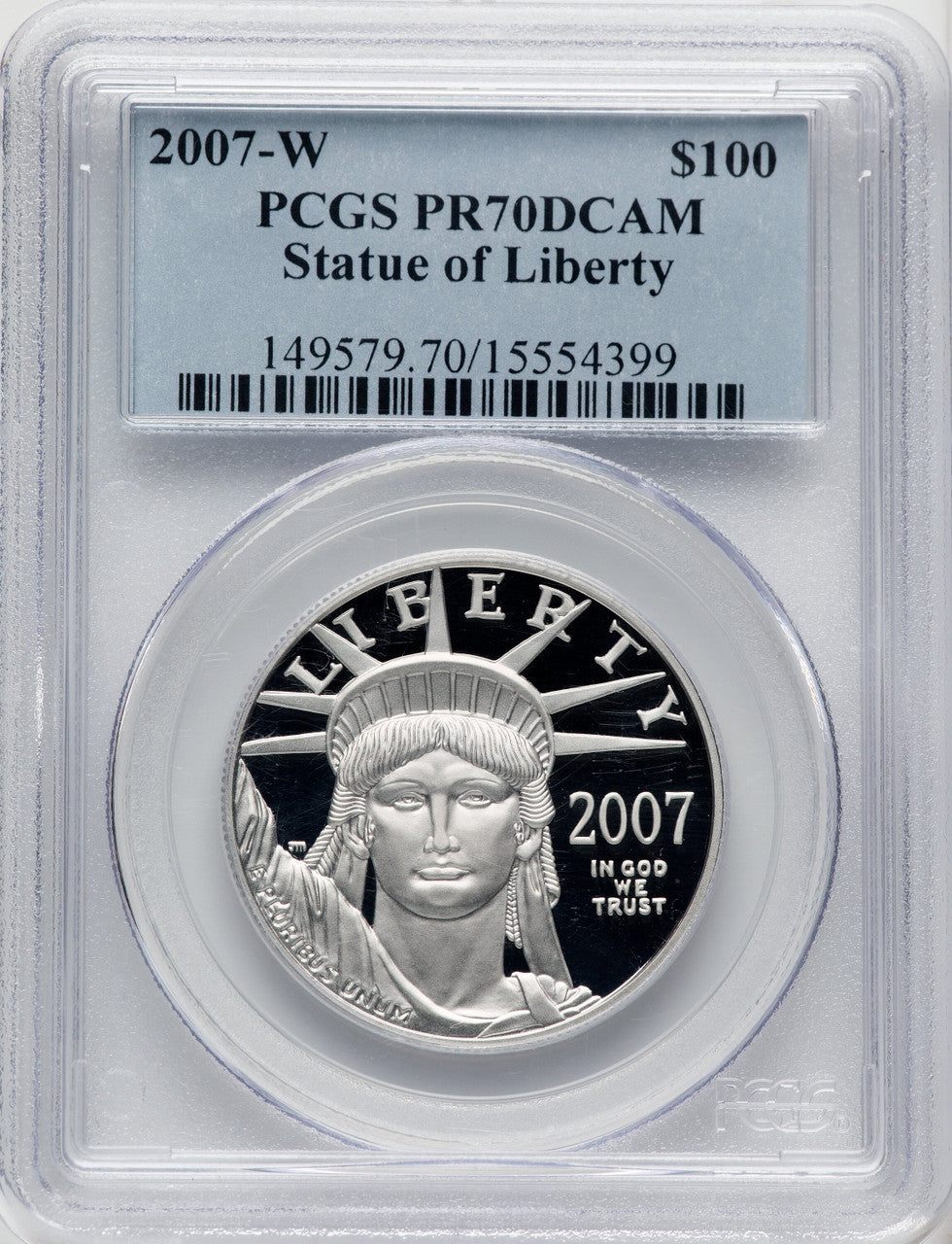 2007-W $100 One-Ounce Platinum Eagle Statue of Liberty PCGS PR70