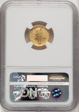 2016-W 10C Mercury Dime Gold 100th Anniversary First Strike NGC MS70 (771437002)