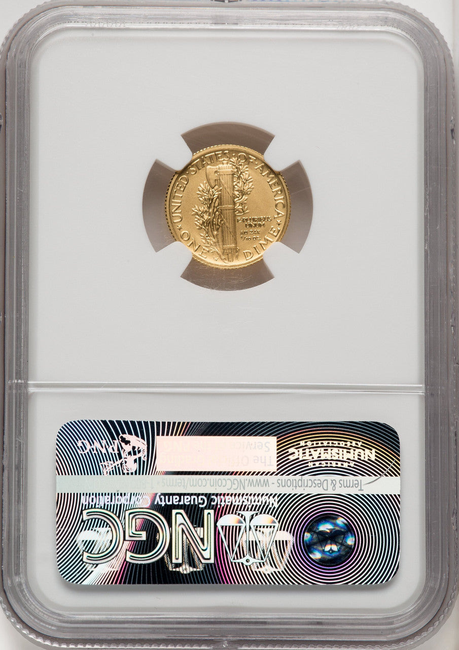 2016-W 10C Mercury Dime Gold 100th Anniversary First Strike NGC MS70 (771437002)