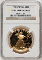 1988-W $50 One-Ounce Gold Eagle Brown Label NGC PF70 (767498002)