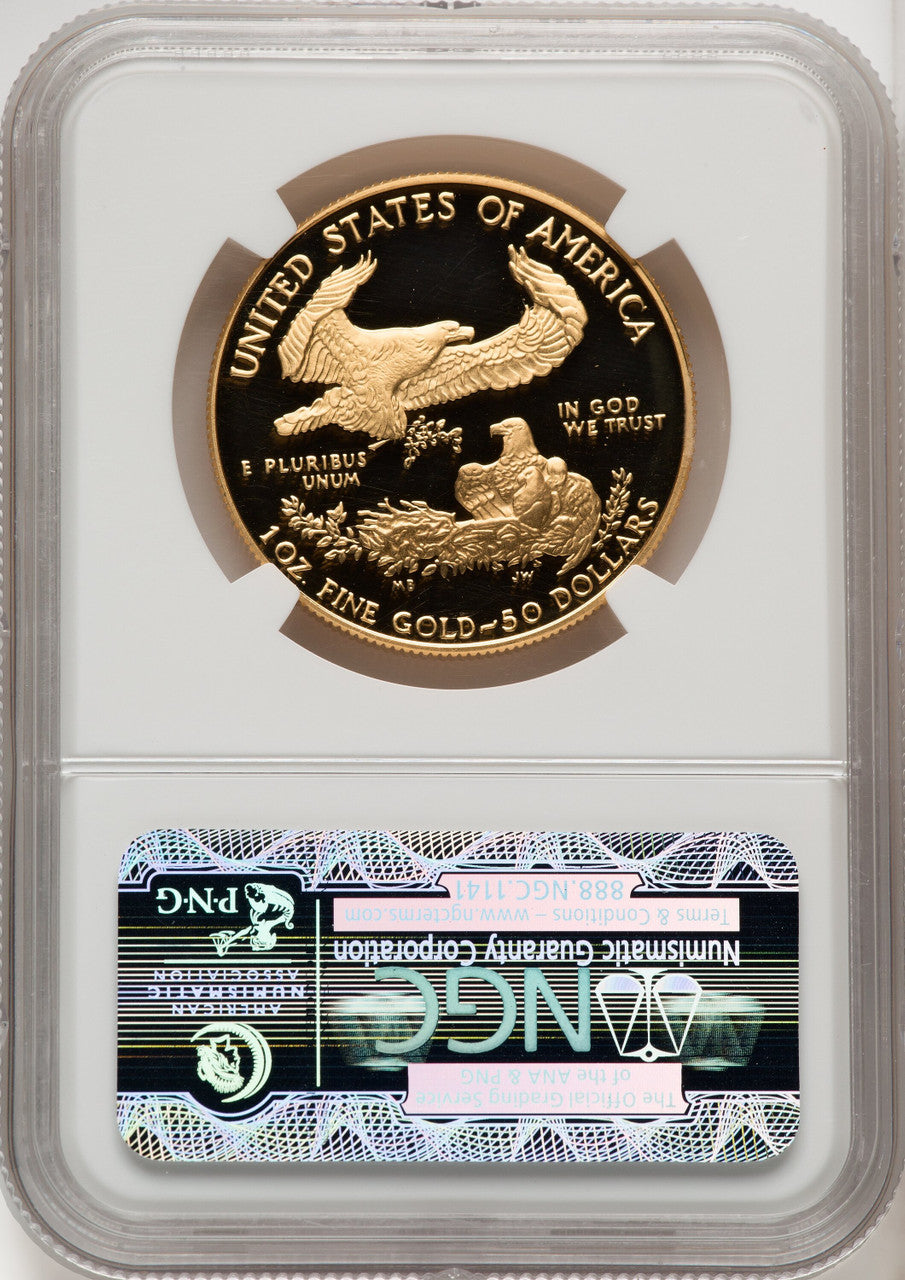 1988-W $50 One-Ounce Gold Eagle Brown Label NGC PF70 (767498002)
