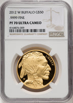 2012-W $50 One-Ounce Gold Buffalo Brown Label NGC PF70 (770533023)