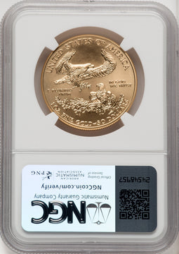 2017-W $50 Gold Eagle Burnished Brown Label NGC MS70 (771603046)