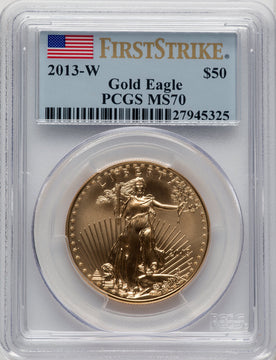 2013-W $50 One-Ounce Gold Eagle First Strike FS Flag PCGS MS70