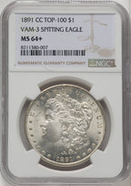 1891-CCVAM-3 Spitting Eagle Morgan Dollar NGC MS64+