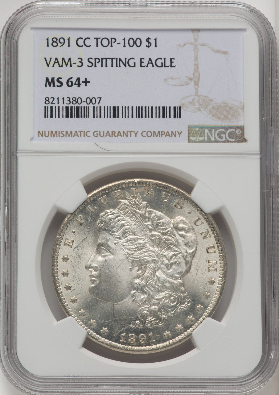 1891-CCVAM-3 Spitting Eagle Morgan Dollar NGC MS64+