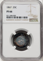 1867 25C Proof Seated Quarter NGC PR66