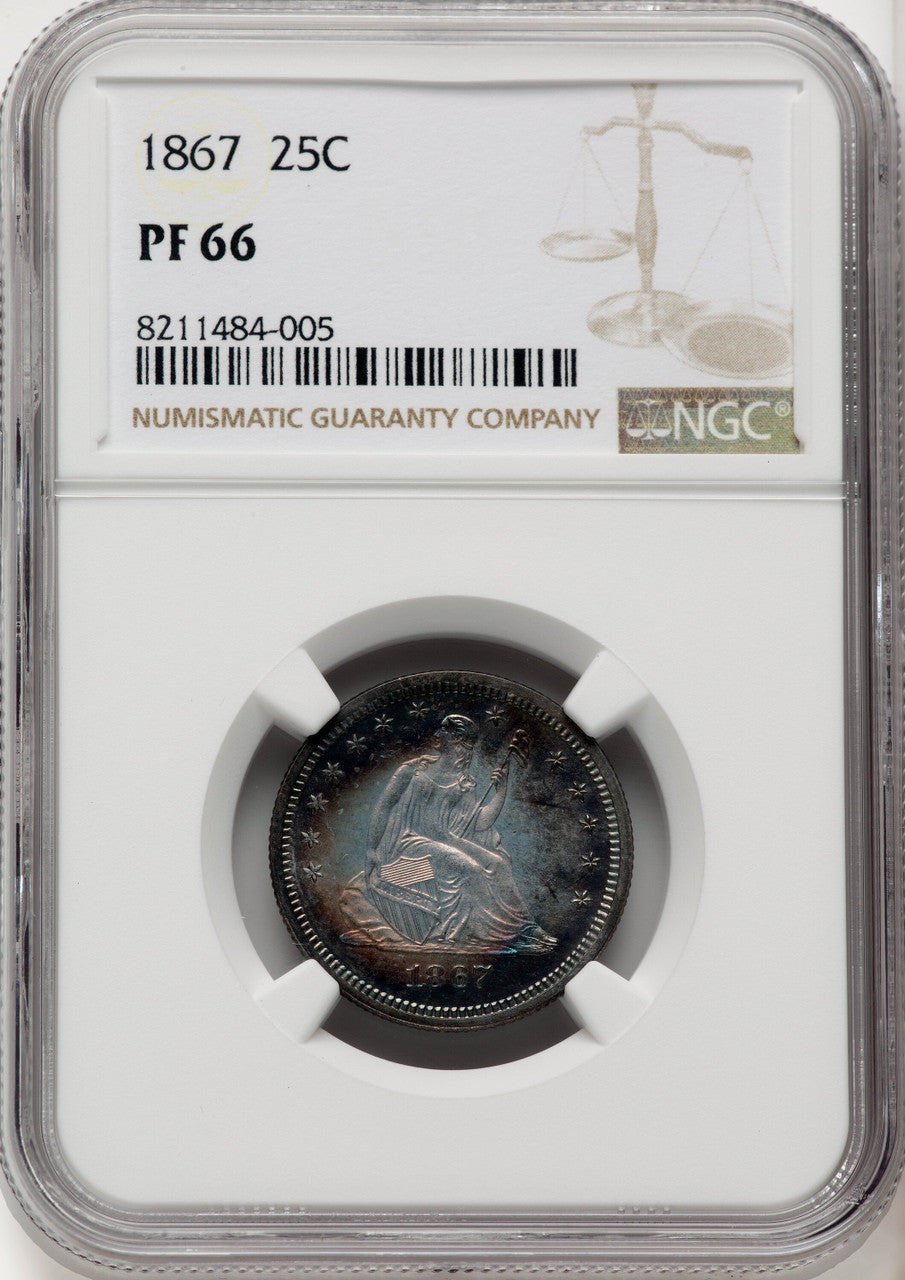 1867 25C Proof Seated Quarter NGC PR66