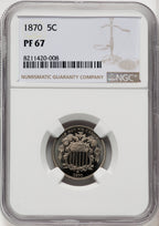 1870 5C Proof Shield Nickel NGC PR67