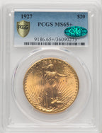 1927 $20 CAC Saint-Gaudens Double Eagle PCGS MS65+