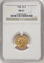 1908 $2.50 Indian Quarter Eagle NGC MS61 (506111006)