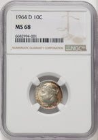 1964-D 10C Roosevelt Dime NGC MS68 (771254001)