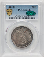 1844-O 50C CAC Seated Half Dollar PCGS MS63