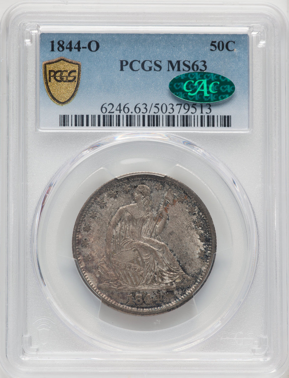 1844-O 50C CAC Seated Half Dollar PCGS MS63