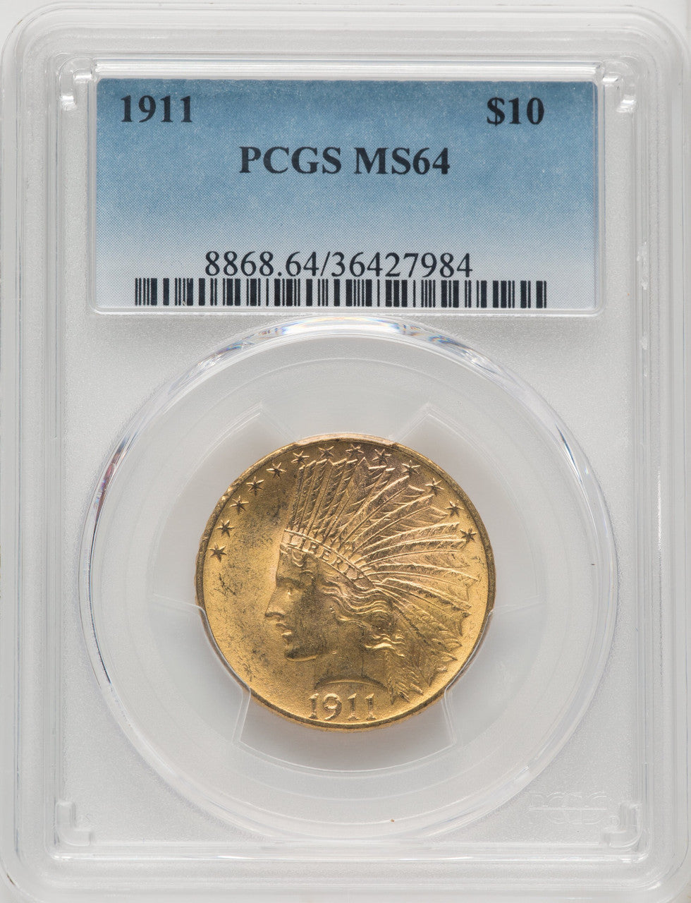 1911 $10 Blue Gradient Indian Eagle PCGS MS64