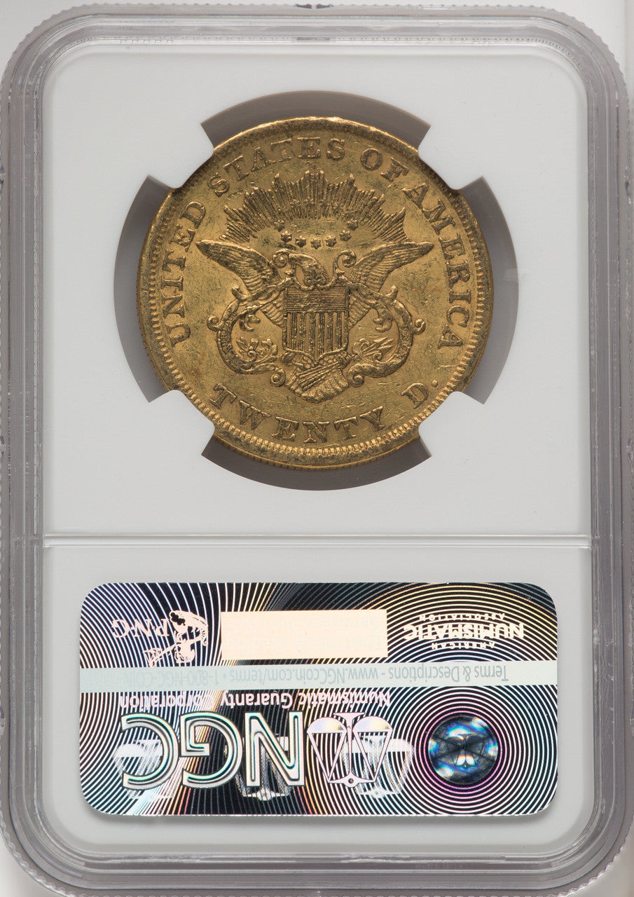 1851 $20 Brown Label Liberty Double Eagle NGC AU53
