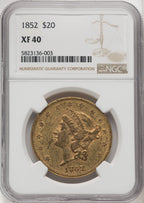 1852 $20 Brown Label Liberty Double Eagle NGC XF40