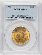 1912 $10 Indian Eagle PCGS MS63
