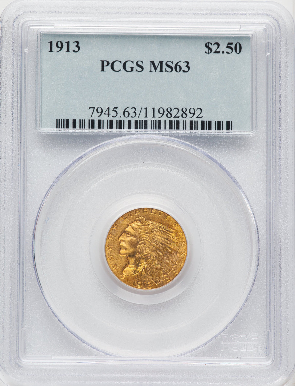 1913 $2.50 Indian Quarter Eagle PCGS MS63 (506631001)
