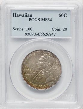 1928 50C Hawaiian Commemorative Silver PCGS MS64