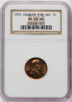 1972 1C Doubled Die Obverse RD Lincoln Cent NGC MS64