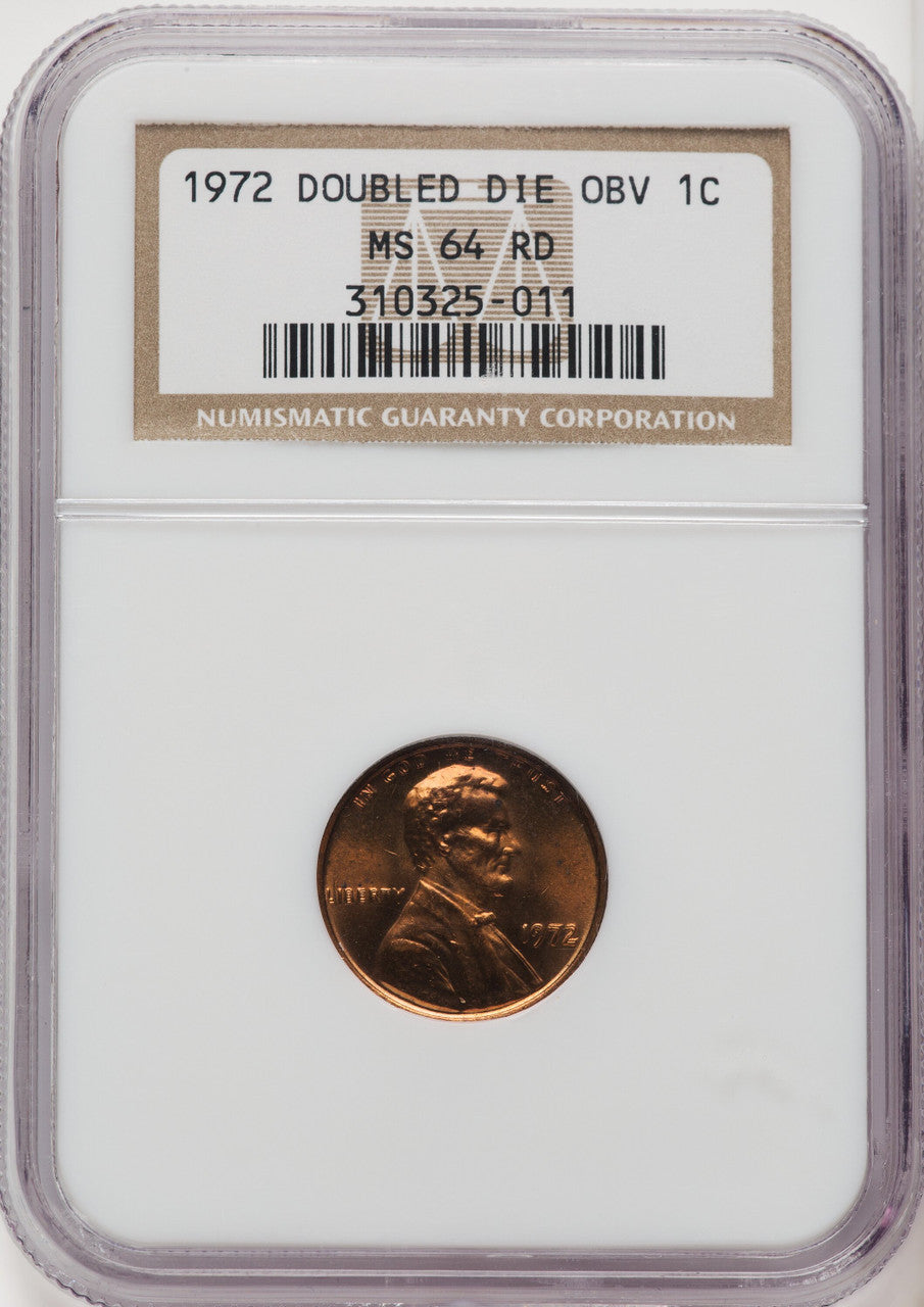 1972 1C Doubled Die Obverse RD Lincoln Cent NGC MS64