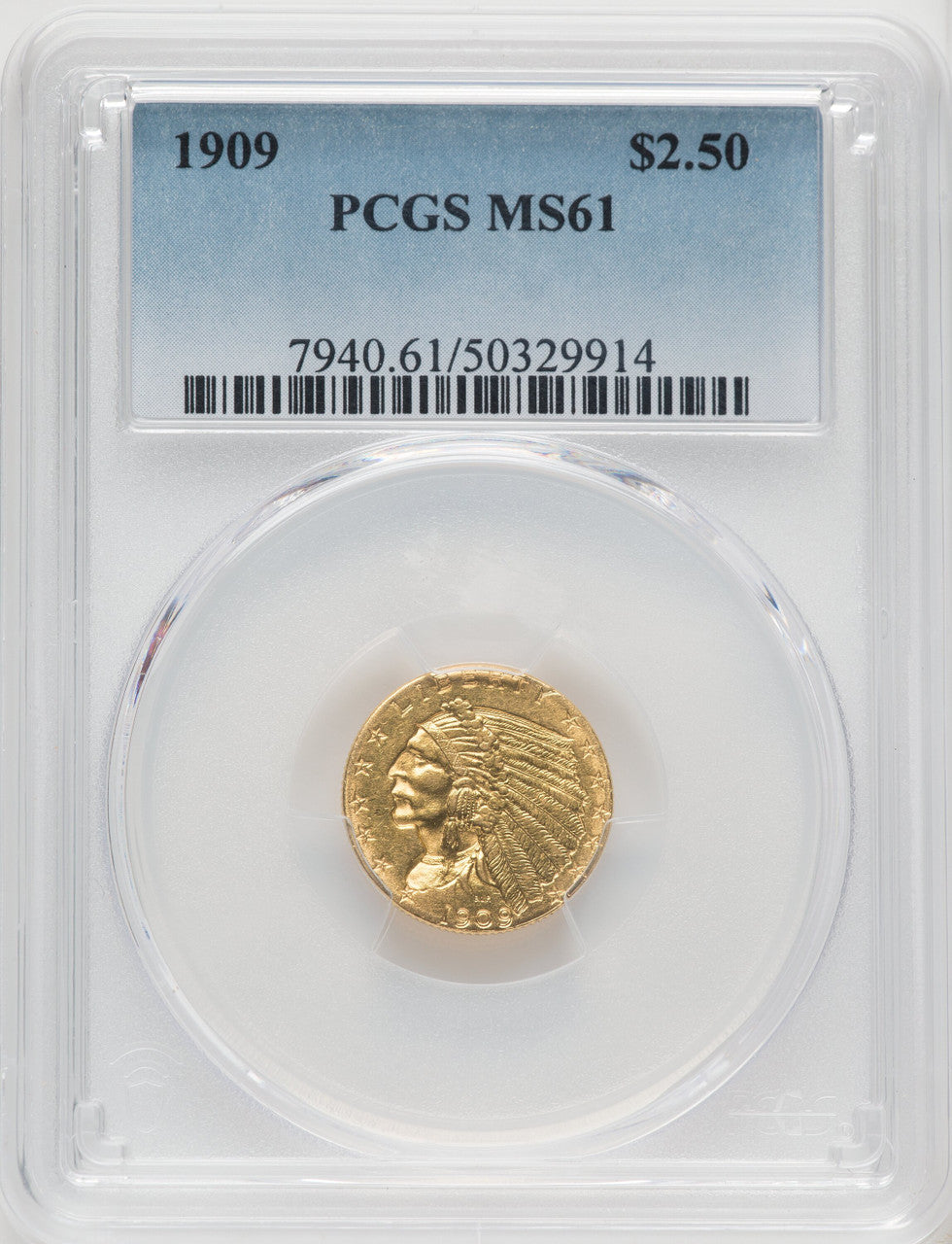 1909 $2.50 Indian Quarter Eagle PCGS MS61