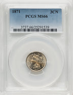 1871 3CN Three Cent Nickel PCGS MS66