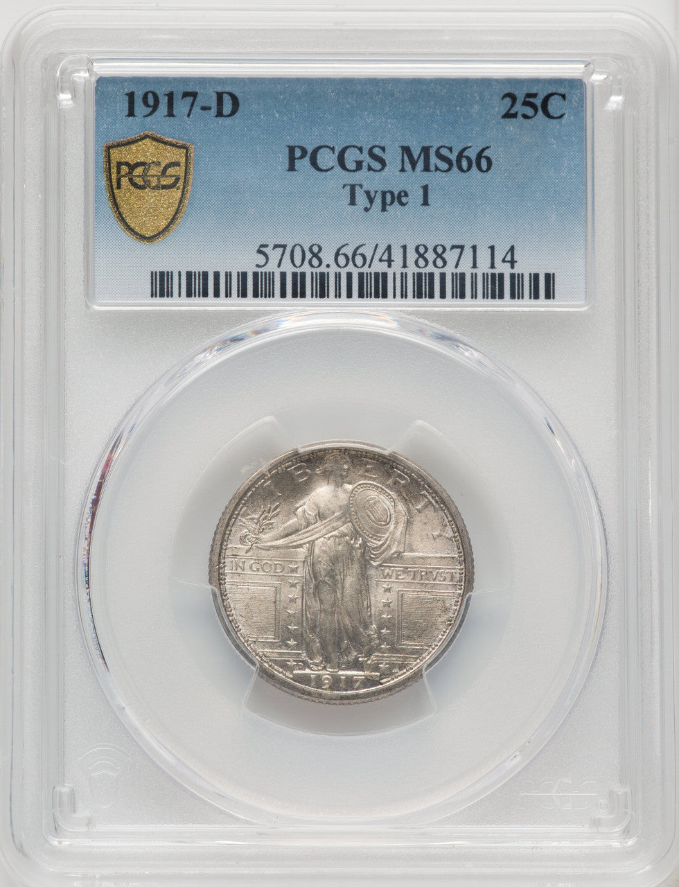 1917-D Type One Standing Liberty Quarter PCGS MS66