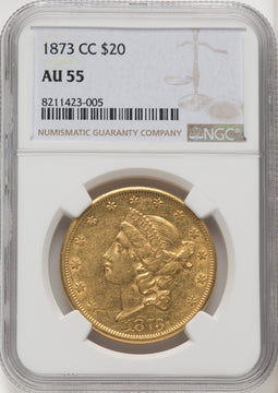 1873-CC $20 Liberty Double Eagle NGC AU55