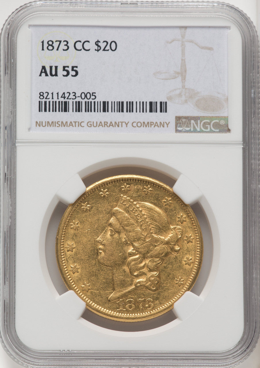 1873-CC $20 Liberty Double Eagle NGC AU55